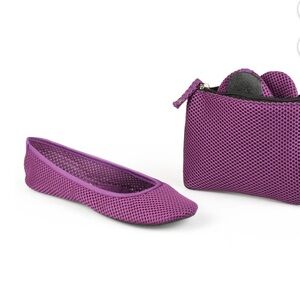 Purple Mesh Women's Flats with Matching Pouch